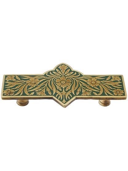3 inch cc Dianthus Pull in Antique Brass/Sage.